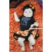 Halloween Black Baby Bodysuit Orange White Dots Black Pettiskirt & Sparkle Rhinestone BOOS! Print JS4769